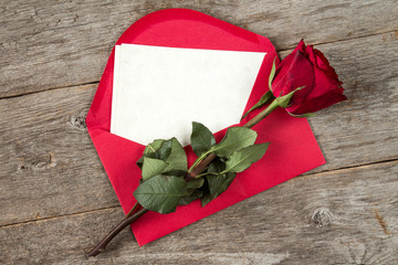 Red envelope with faded rose