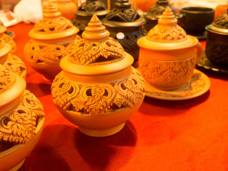 Fototapeta na wymiar Thai traditional clay pottery in Market, Thailand