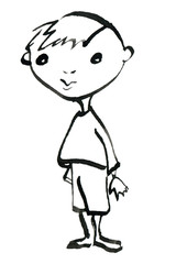 Hand painted sketch of little boy
