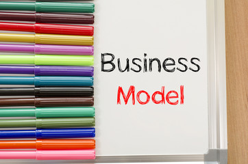 Felt-tip pen and whiteboard and business model text concept