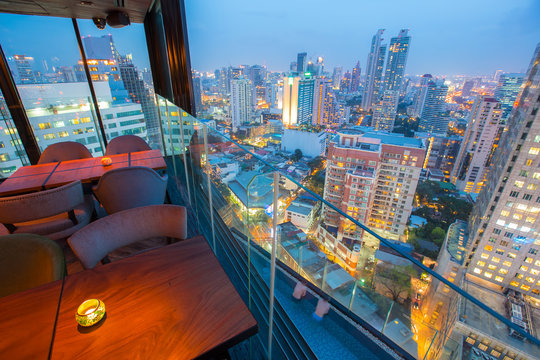 View from the rooftop bar and restaurant of Bangkok City