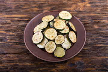 Fried zucchini on the plate