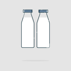 Milk bottle color thin doted line icon. Mbe minimalism style