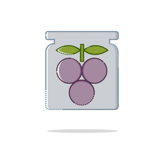 Canned plums color thin doted line icon. Mbe minimalism style