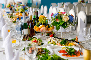 beautifully served festive table in the great hall