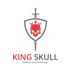 King skull. Skull shield logo