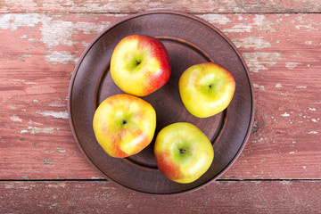 apple on a wooden table