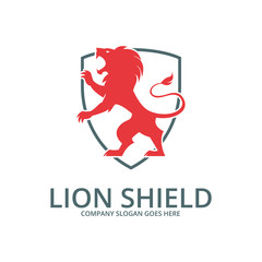 Lion shield logo.