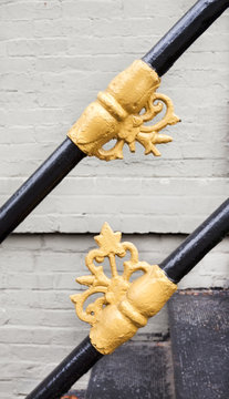 Iron railing detail . Vertical.