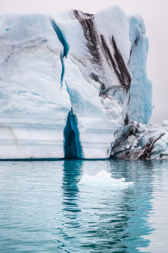 Spectacular blue icebergs floating on the lake, Iceland