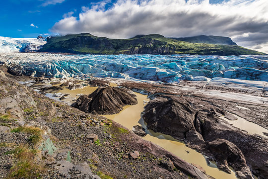 Wonderful glacier and mountains in Iceland in summer