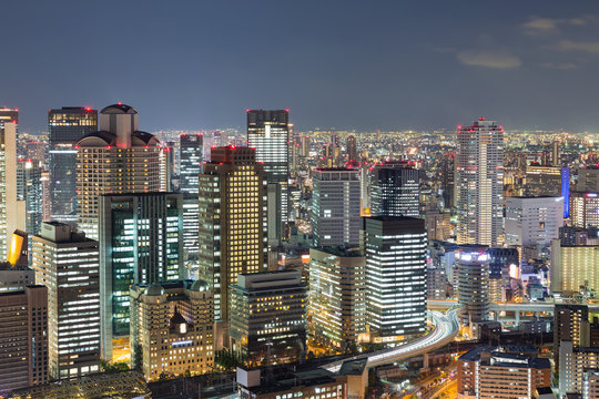 Twilights, Osaka city business downtown, Japan