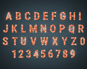 Retro font with light bulbs