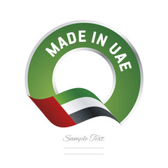Made in UAE flag green color label button banner