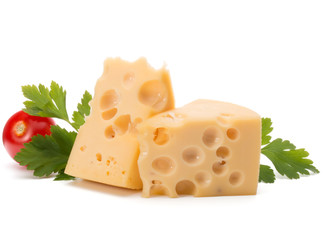 Cheese block isolated on white background cutout