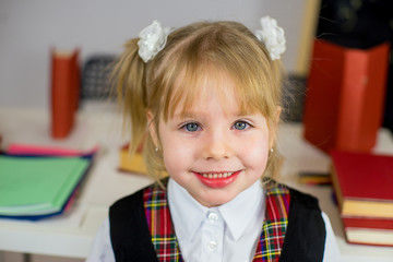 portrait of young schoolgirl in uniform