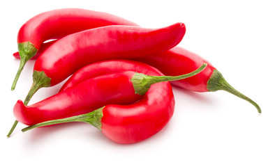 red chili or chilli cayenne pepper isolated on white  background
