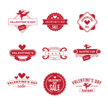 Valentines sale retro insignia set royalty free stock illustration
