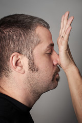 Fototapeta premium Kapap instructor shows the critical points. Pressure points figh