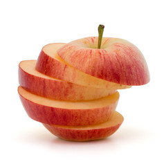 Red sliced apple isolated on white background cutout