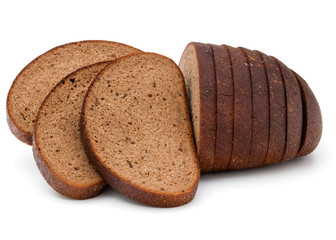Fresh sliced rye bread loaf isolated on white background cutout