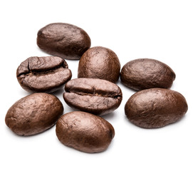 Fototapeta na wymiar roasted coffee beans isolated in white background cutout