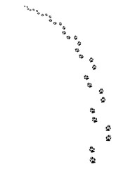 Black footprints of dogs, turn left