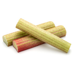 rhubarb stem isolated on white background cutout