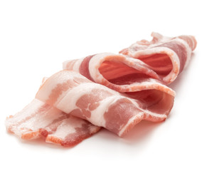 sliced pork bacon isolated on white background cutout