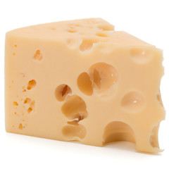 Cheese block isolated on white background cutout