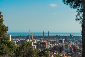 barcelona city with sea in the background