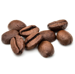 roasted coffee beans isolated in white background cutout