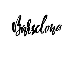 Hand lettering Barcelona. Barcelona, Spain, city typography. Modern dry brush calligraphy.