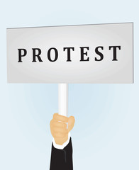 Hand holding protest placard vector