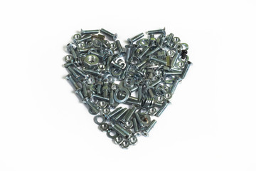 Valentine heart of screws and washers