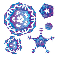 set of abstract geometrical figures mirrored in different direct