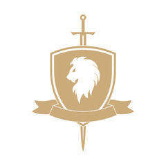 Lion shield logo - 132605079