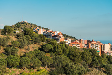 Fototapeta na wymiar beautiful mountain with orange houses