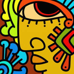 abstract face decorated