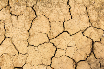 Cracked dry brown soil background, global warming effect