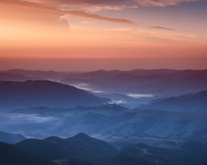 Fototapeta na wymiar Mountain valley during sunset. Beautiful natural landscape
