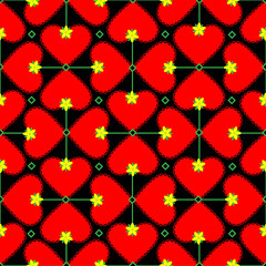 Red hearts and yellow flowers