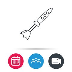 Blender icon. Mixer sign. Kitchen electric tool symbol. Group of people, video cam and calendar icons. Vector