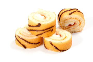 biscuit Swiss roll isolated on white background