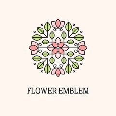 Colorful flower linear emblem