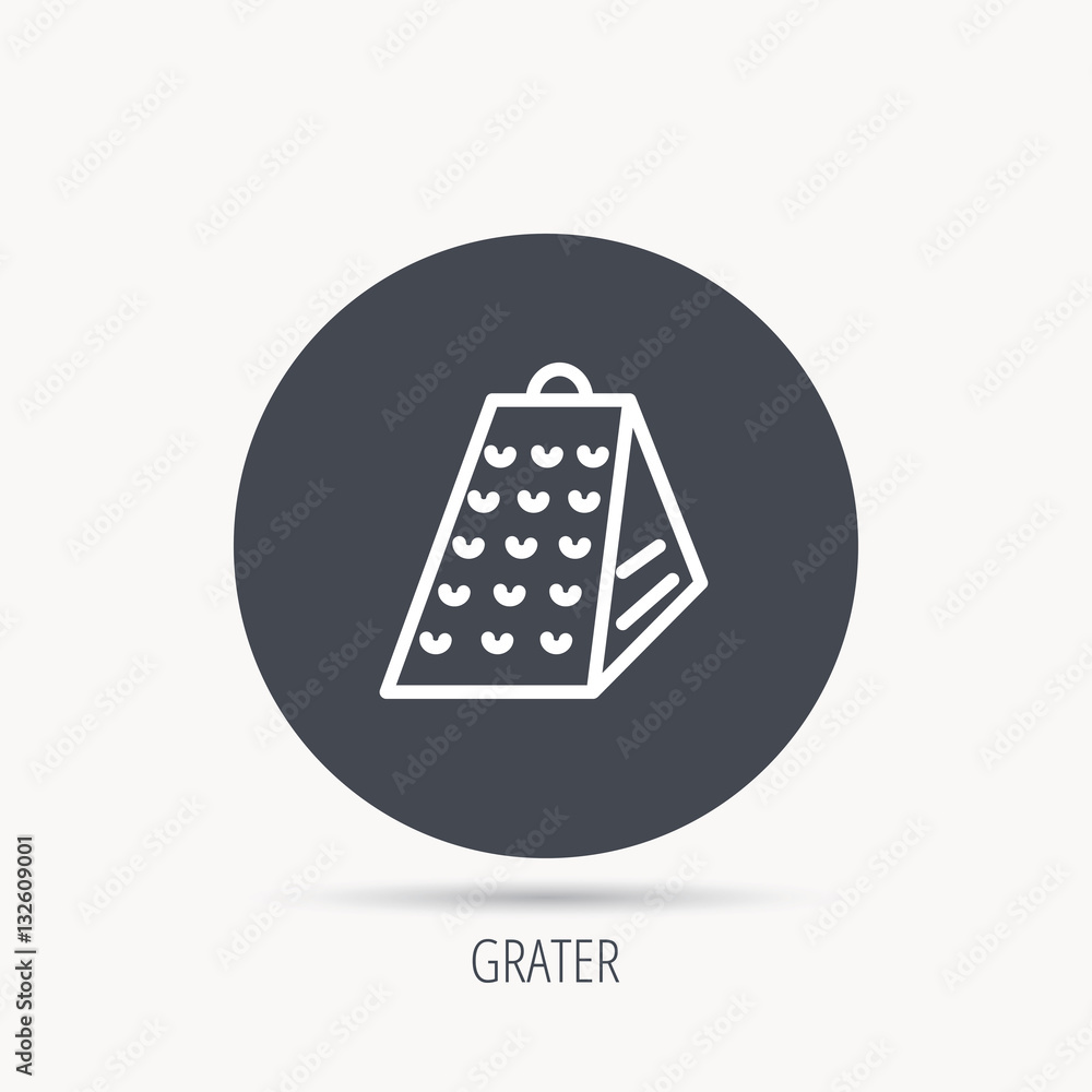 Poster grater icon. kitchen tool sign. kitchenware slicer symbol. round web button with flat icon. vector