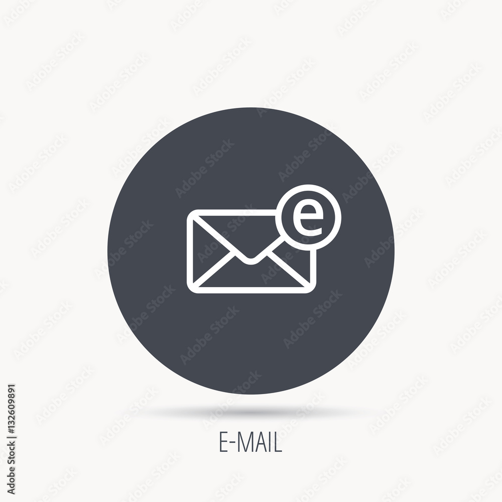 Poster envelope mail icon. email message sign. internet letter symbol. round web button with flat icon. vec