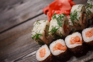 sushi, seafood, ginger