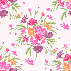 Vector seamless pattern. Abstract flowers background for textile, manufacturing, wallpaper, print and gift wrap.