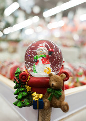 Christmas snow globe with snowman